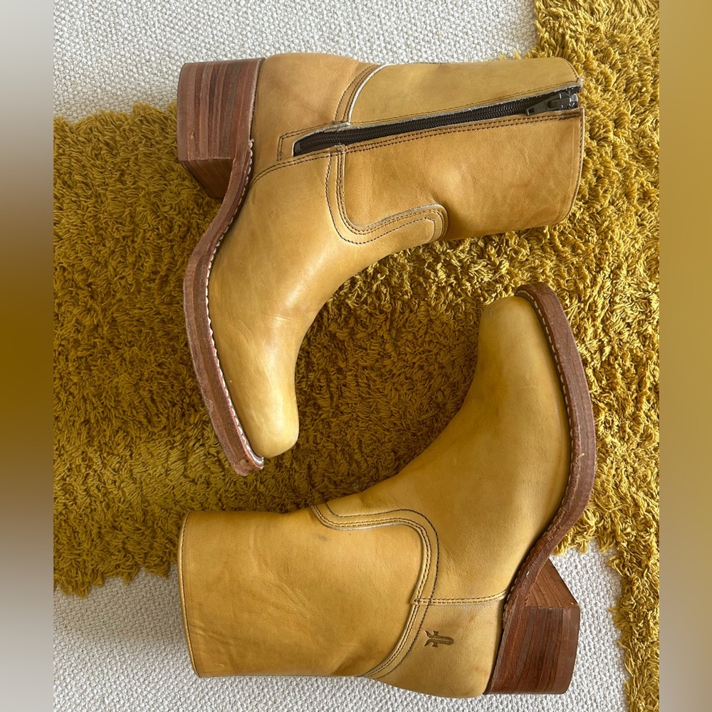 Yellow Leather Frye Boots